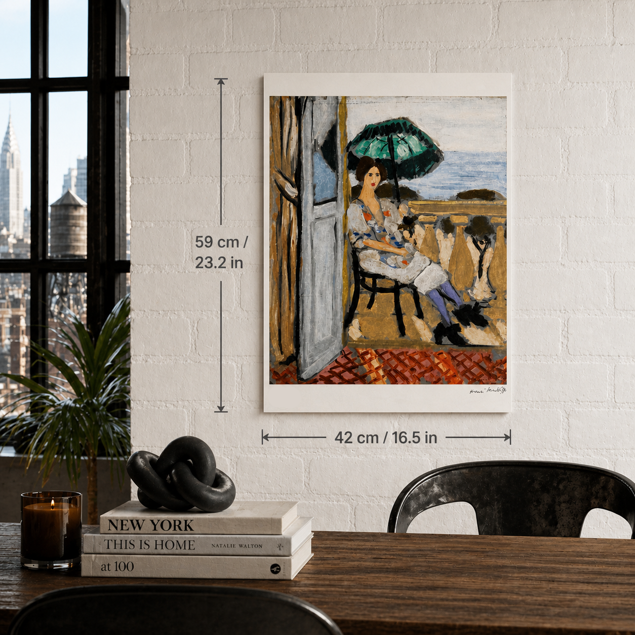 Henri Matisse Kvinna med grönt parasoll Litografi på bågar 300gsm 42x59 cm