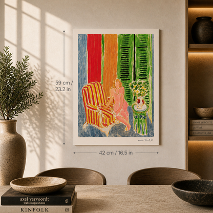Henri Matisse pige i lyserød kjole Litografi på buer 300gsm 42x59 cm