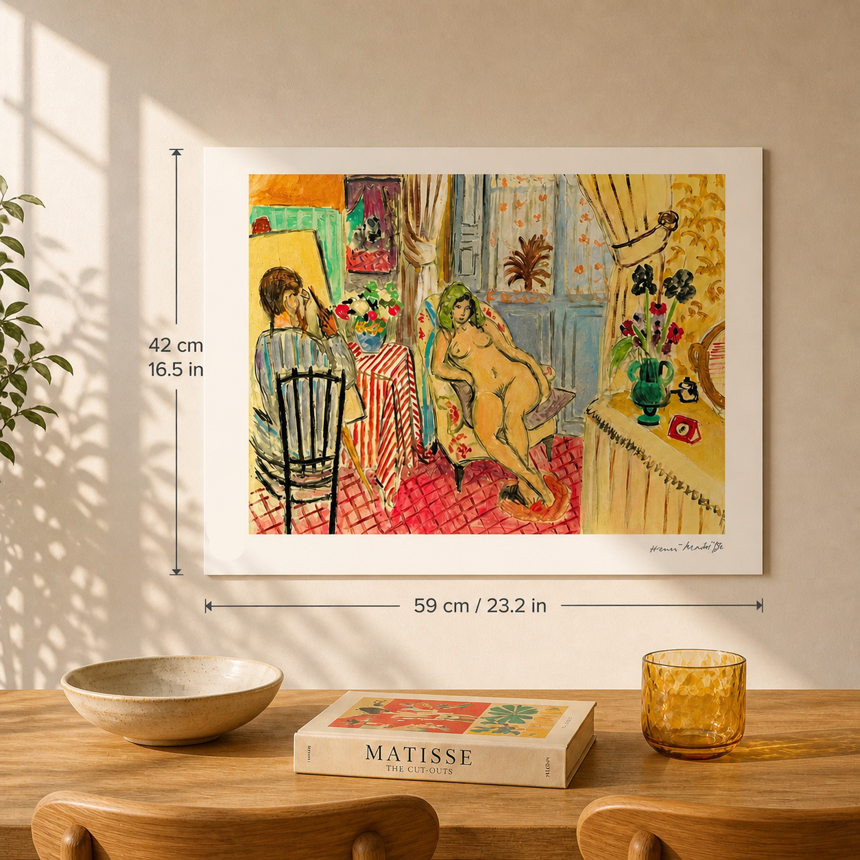 Henri Matisse Konstnären och nakenmodellen Litografi på bågar 300gsm 42x59 cm