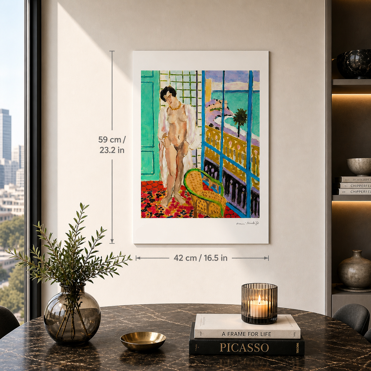 Henri Matisse naken ved vinduet Litografi på buer 300gsm papir 42x59 cm