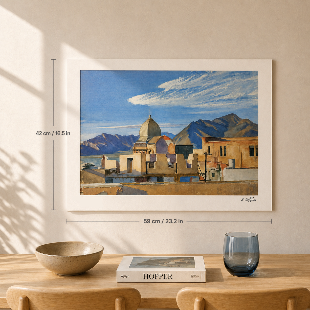 Meksika'da Edward Hopper İnşaatı Taş Baskı Kemerleri 300gsm 42x59 cm