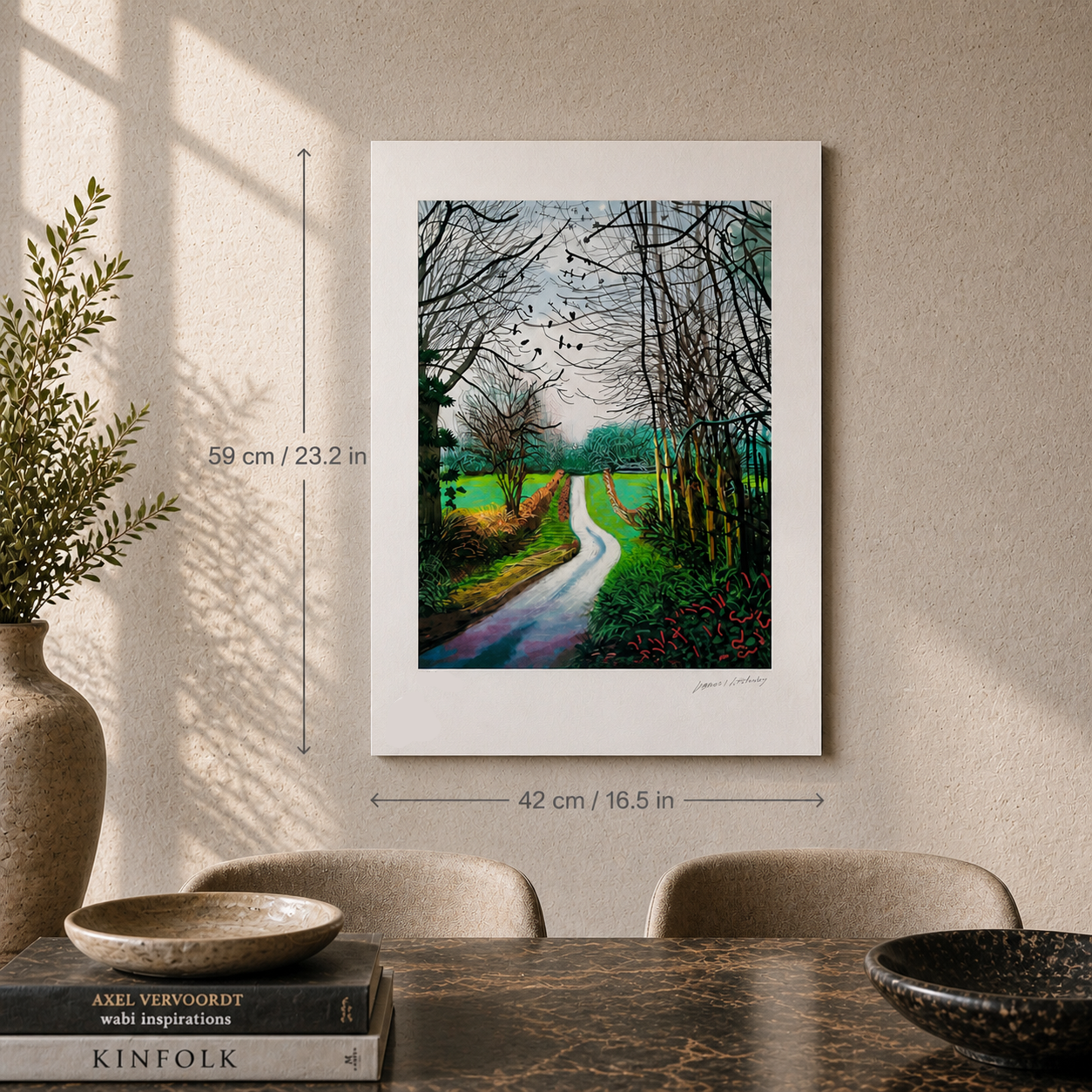 David Hockney Vårens ankomst i Woldgate Lithograph Arches 300gsm 42x59 cm