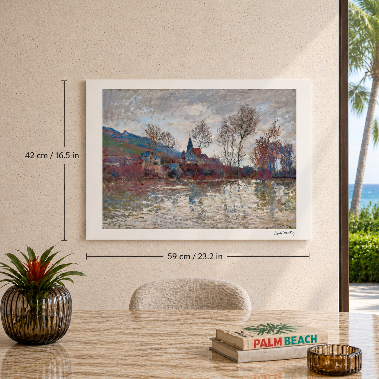 Claude Monet Giverny Taş Baskı Kemerlerinde Sel 300gsm 42x59 cm