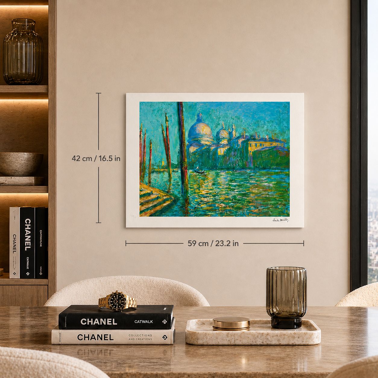 Claude Monet Le Grand Canal et les Arches de Santa Maria Lithographie 300gsm 42x59 cm