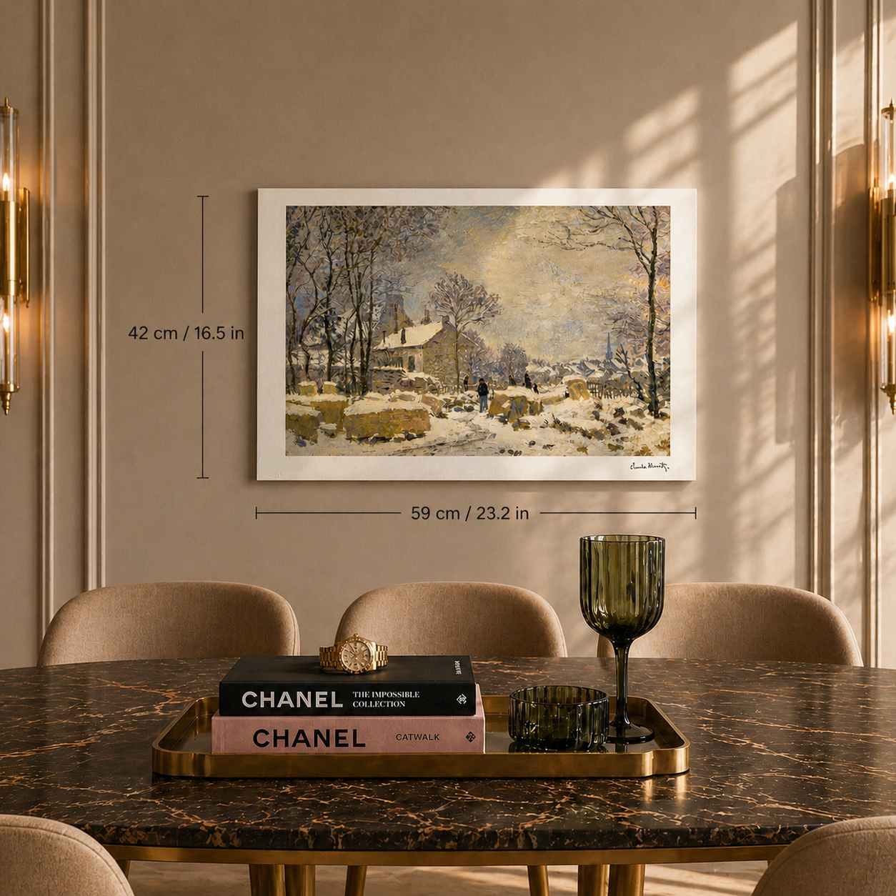 Argenteuil Litografi Kemerlerinde Claude Monet Kış Efektleri 300gsm 42x59 cm