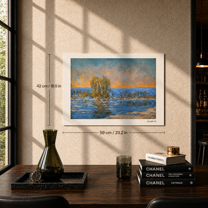 Claude Monet istapper, område af Bennecourt Lithograph Arches 300gsm 42x59 cm