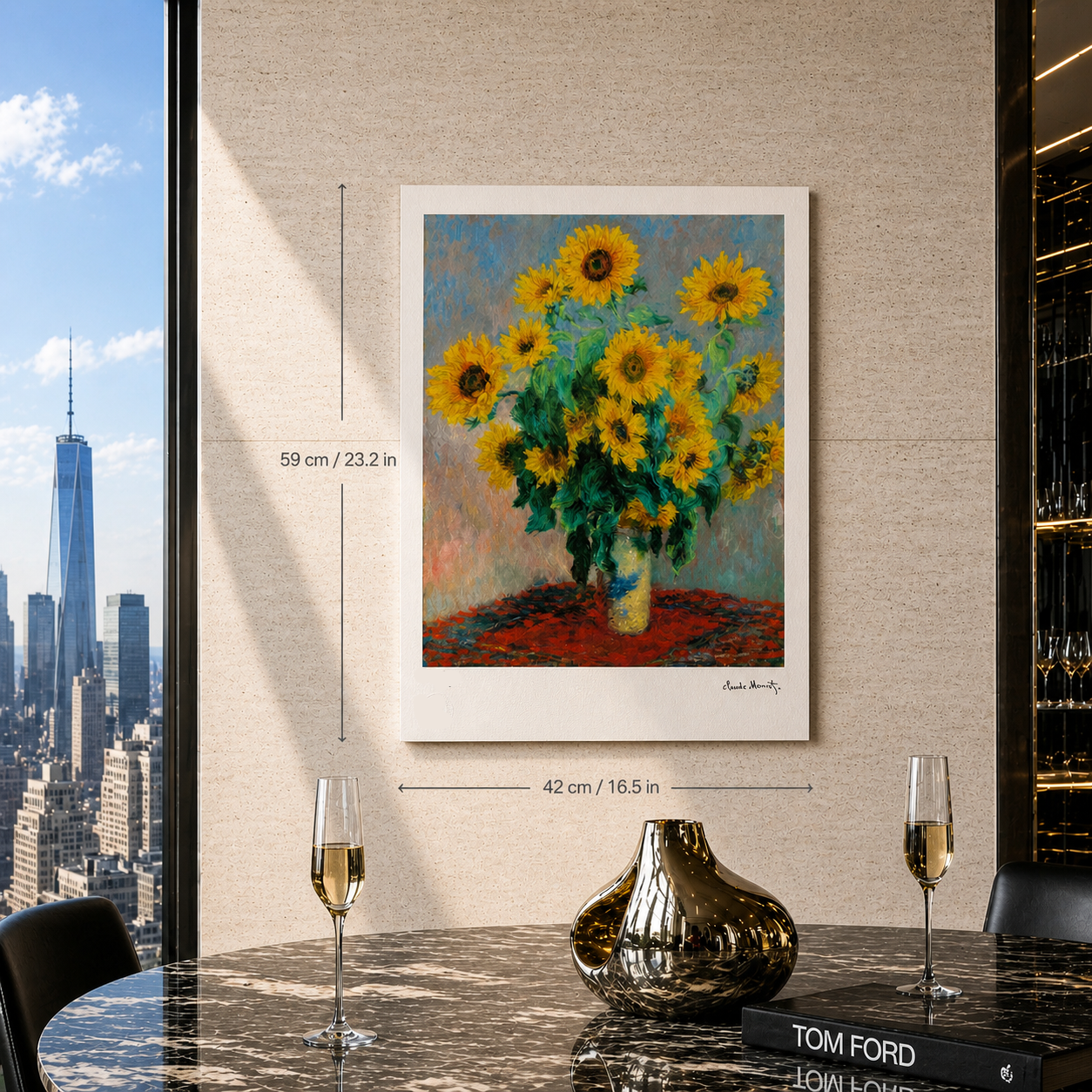 Claude Monet Blomster i vase Litografi Buer 300gsm 42x59 cm