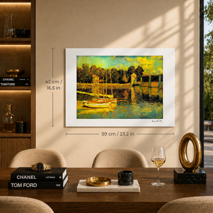 Claude Monet Bridge of Argenteuil snelandskab Litografi Buer 300gsm 42x59 cm