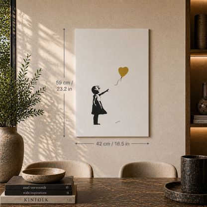 Banksy Girl With the Balloon (Guld) Litografibågar 300gsm 42x59 cm