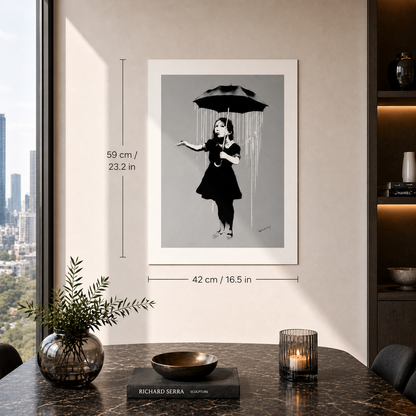 Banksy Fille avec Parapluie (Lola) Lithographie Arches 300 g/m² 42 x 59 cm