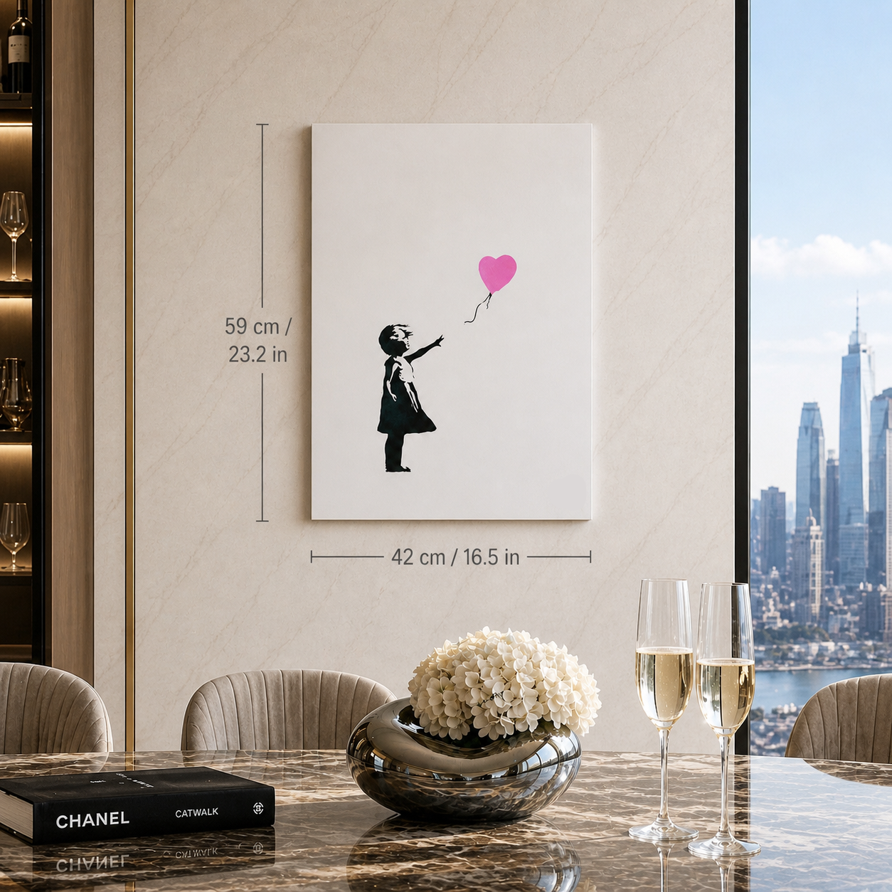 Banksy Girl With the Balloon (Ροζ) Αψίδες Λιθογραφίας 300gsm 42x59 cm