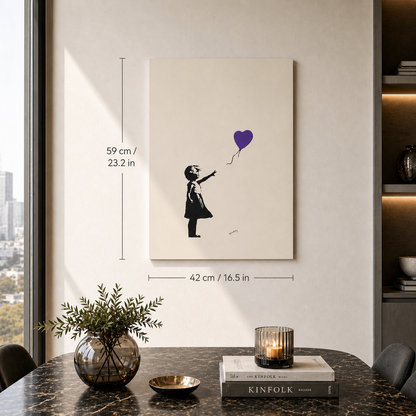 Banksy Girl With the Balloon (lila) Litografibågar 300gsm 42x59 cm