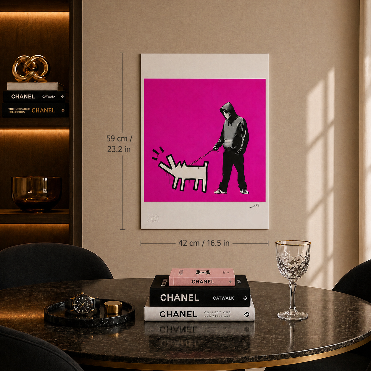 Banksy Barking Dog (Lyslilla) Litografibuer 300gsm 42x59 cm