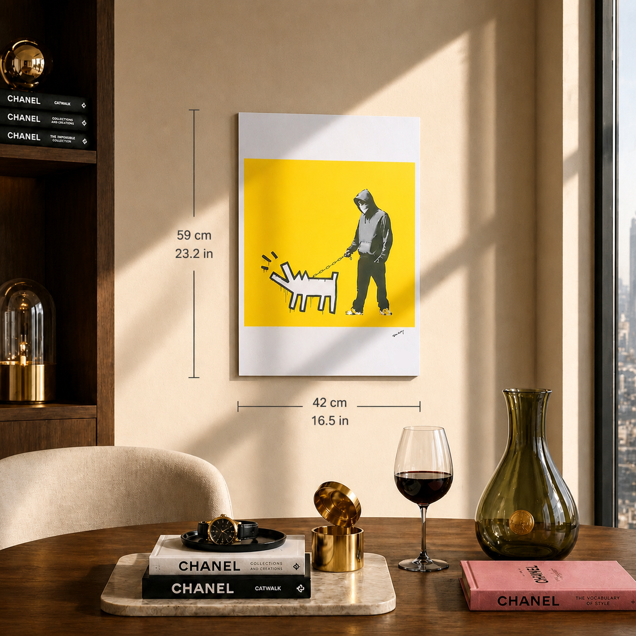 Banksy Barking Dog (Gul) Litografibuer 300gsm 42x59 cm