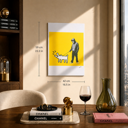 Banksy Barking Dog (Gul) Litografibuer 300gsm 42x59 cm