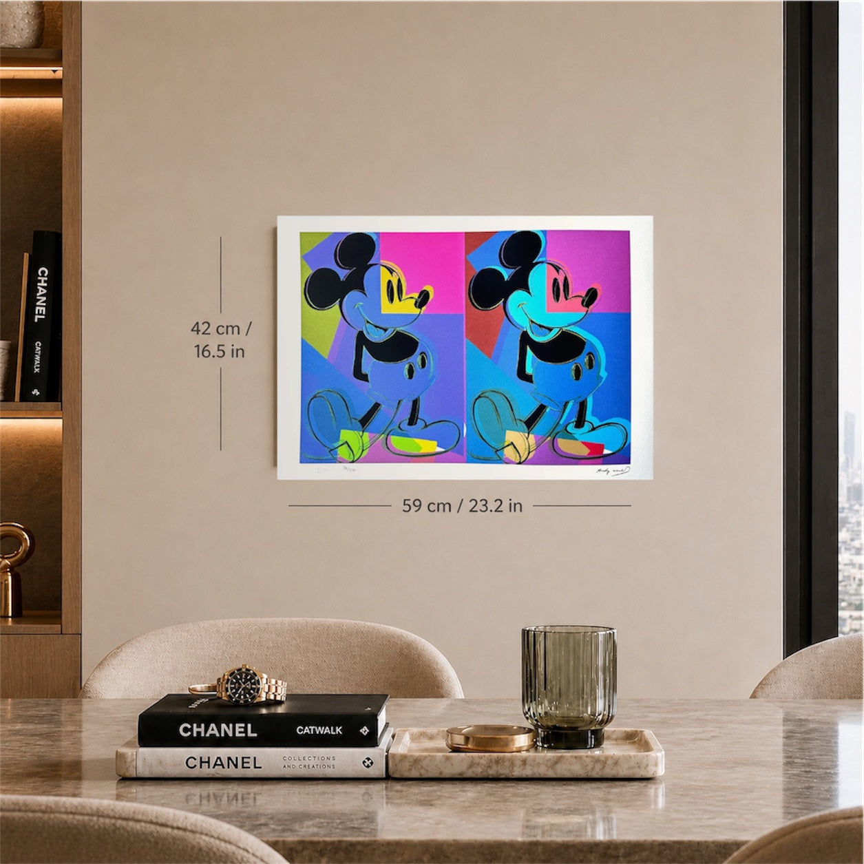 Andy Warhol Double Mickey πολύχρωμες καμάρες λιθογραφίας 300gsm 42x59 cm