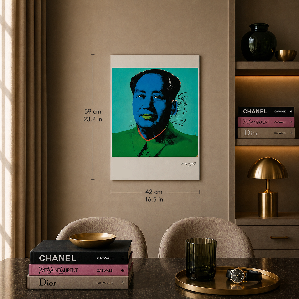 Andy Warhol Mao (Turkos & Blue Edition) Litografibågar 300gsm 42x59 cm