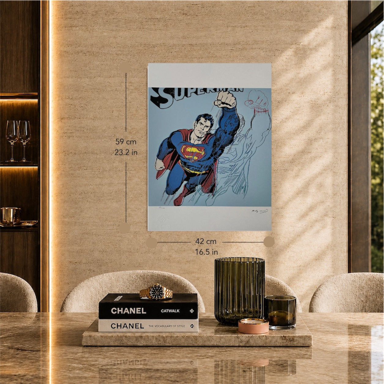 Andy Warhol Superman (Bleu) Lithographie Arches 300gsm 42x59 cm