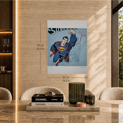 Andy Warhol Superman (Bleu) Lithographie Arches 300gsm 42x59 cm