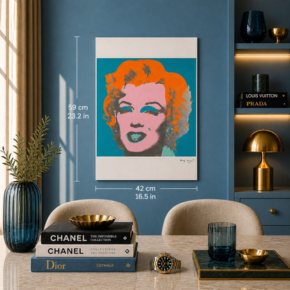 Andy Warhol Marilyn Monroe (Turkuaz & Turuncu) Taşbaskı Kemerler 300gsm 42x59 cm