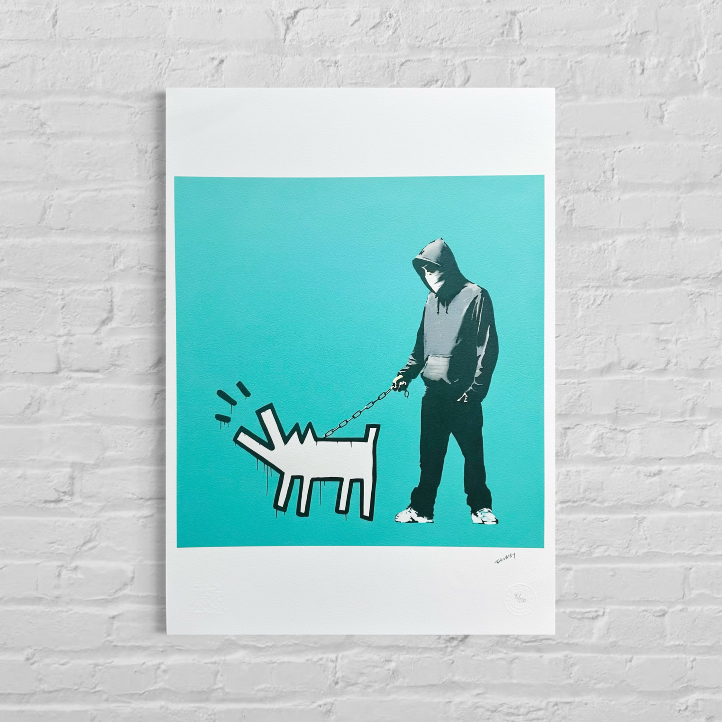 Banksy Barking Dog (Turquoise) Lithograph Arches 300gsm 42x59 cm