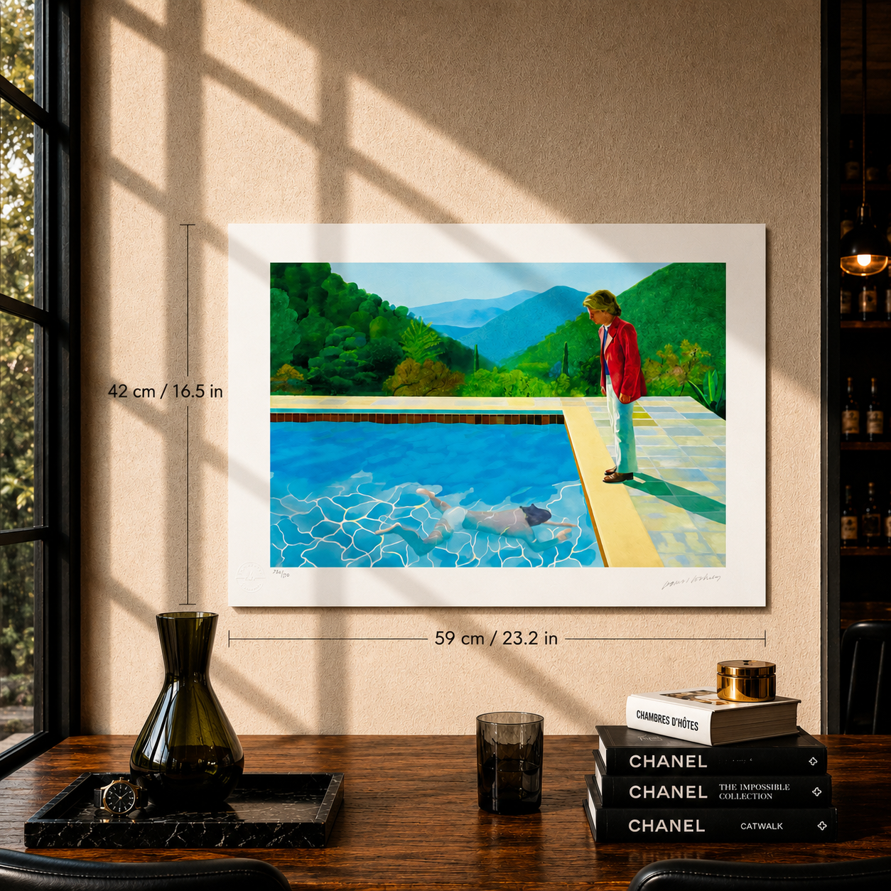 David Hockney Simbassäng med människor Litografi Bågar 300gsm 42x59 cm