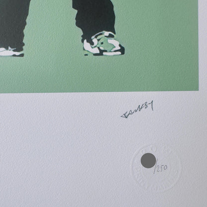 Genummerde editie BANKSY Barking dog (groen) Gesigneerd - certificaat - Wall Art, Grafitti Art, Lithograph, Stencil Art