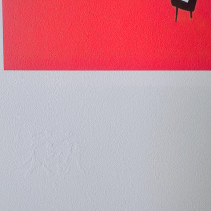 Genummerde editie BANKSY Barking dog (rood) Gesigneerd - certificaat - Wall Art, Grafitti Art, Lithograph, Stencil Art