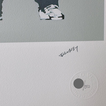 Genummerde editie BANKSY Barking dog (grijs) Gesigneerd - certificaat - Wall Art, Grafitti Art, Lithograph, Stencil Art