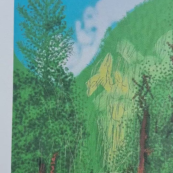 David Hockney Bos met 4 bomen Lithografie Arches 300gsm 42x59 cm