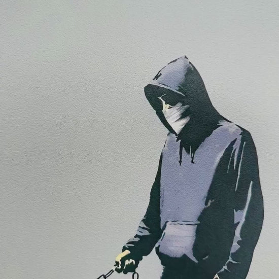 Genummerde editie BANKSY Barking dog (grijs) Gesigneerd - certificaat - Wall Art, Grafitti Art, Lithograph, Stencil Art after