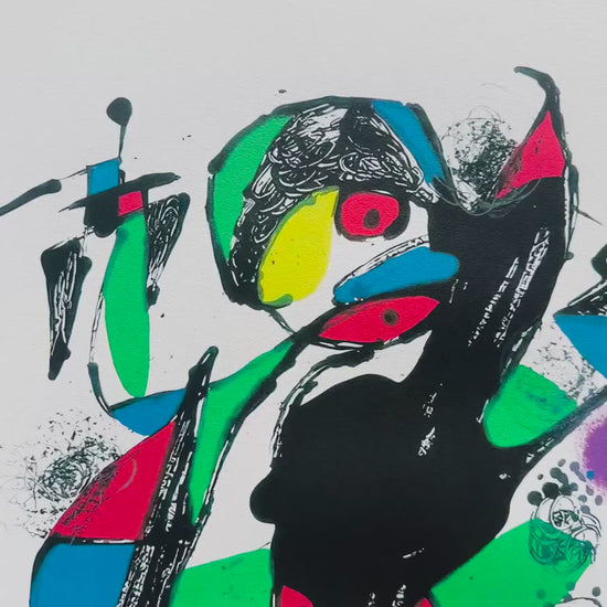 Joan Miró contrasterende compositie Lithografie Arches 300gsm 42x59 cm