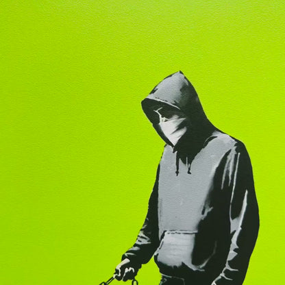 Banksy Barking Dog (Lichtgroen) Lithografie Arches 300gsm 42x59 cm