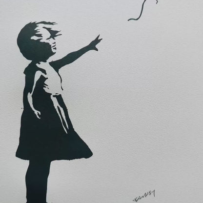 Banksy Girl With the Balloon (Goud) Lithografie Arches 300gsm 42x59 cm